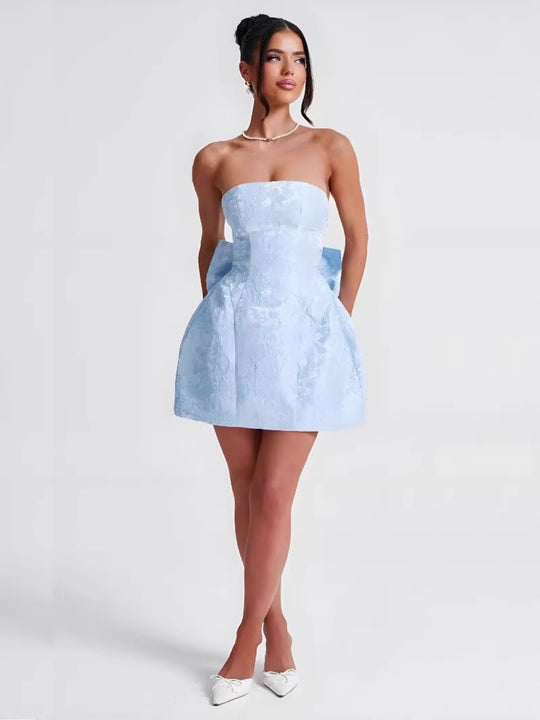 R&B | Temperament sexy Jacquard Tube Top Schleife Kleid