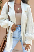 R&B | Anzugkragen Gestrickte Patchwork Wolljacke