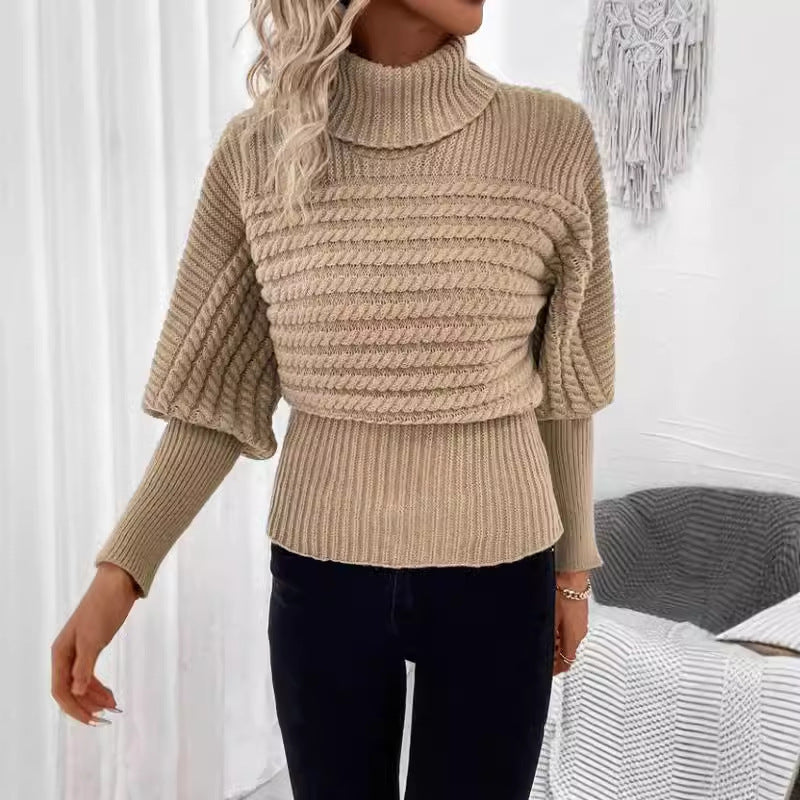 R&B | Pullover mit Hohem Kragen Geschichtete Ärmeln Modern und Warm