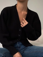R&B | Strick-Cardigan mit V-Ausschnitt und Knopfleiste