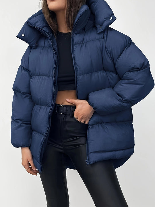 R&B | Kurze Steppjacke mit Kapuze und Stehkragen für Damen Ideal Bei Kaltem Wetter