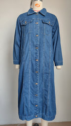 R&B | Lang Denimjacke Knopfverschluss Lässig und Trendy