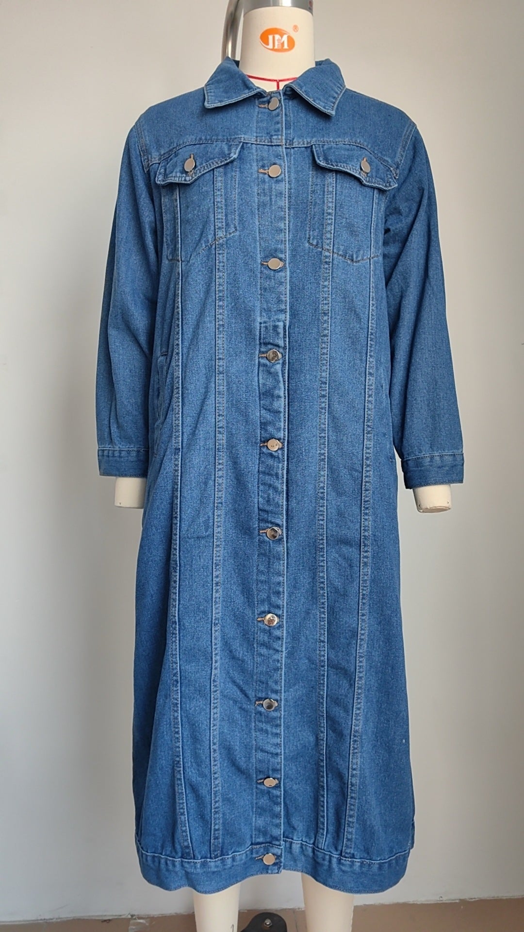 R&B | Lang Denimjacke Knopfverschluss Lässig und Trendy