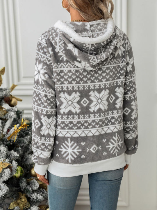 R&B | Kapuzenshirt mit Schneeflocken und Kordelzug