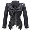 R&B | Damen Enganliegende Genietete Biker Lederjacke