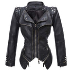 R&B | Damen Enganliegende Genietete Biker Lederjacke