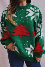 R&B | Weihnachtsmuster Gestrickter Rundhalsausschnitt Langarmpullover