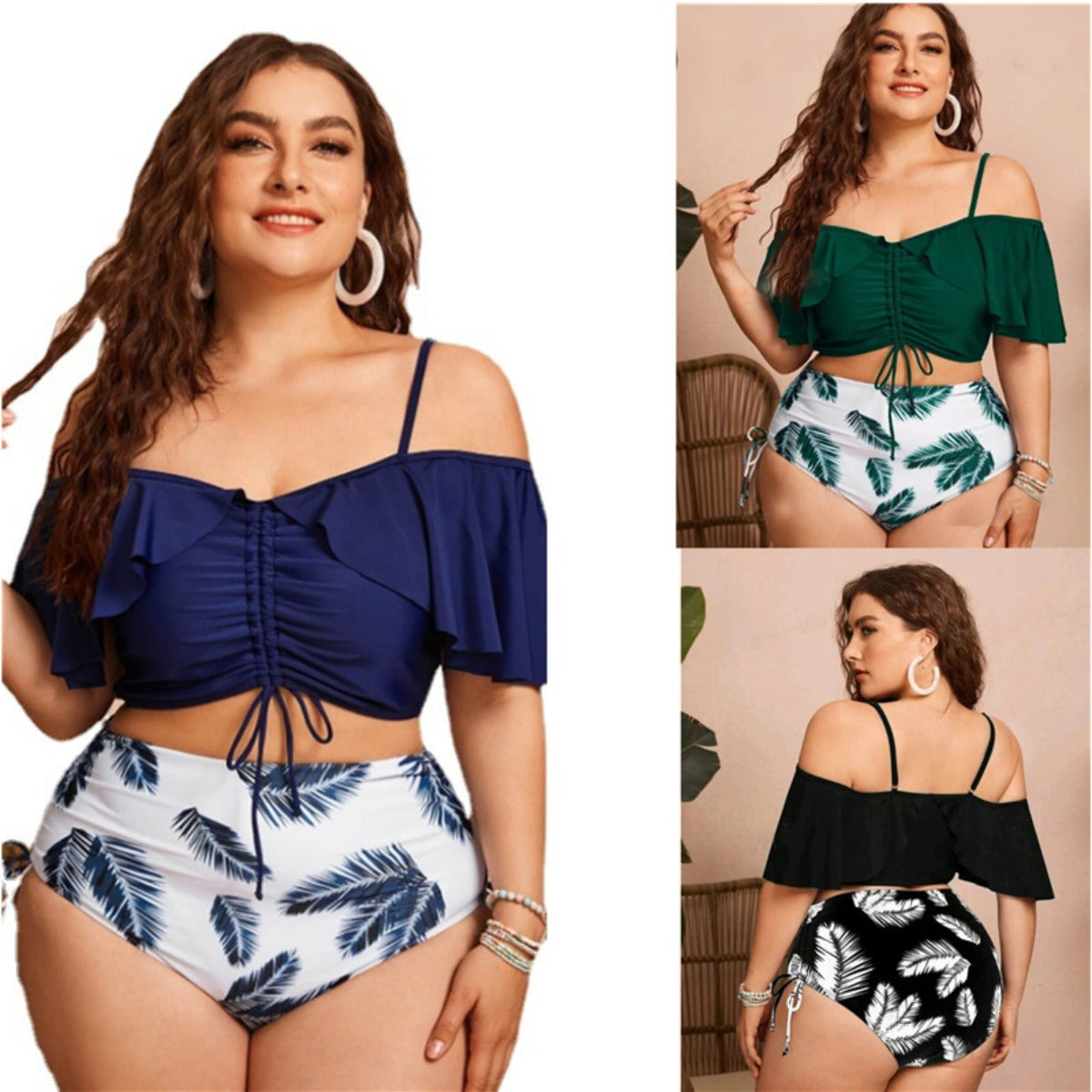 R&B | Großer geteilter Bikini mit Kordelzug und Rüschen