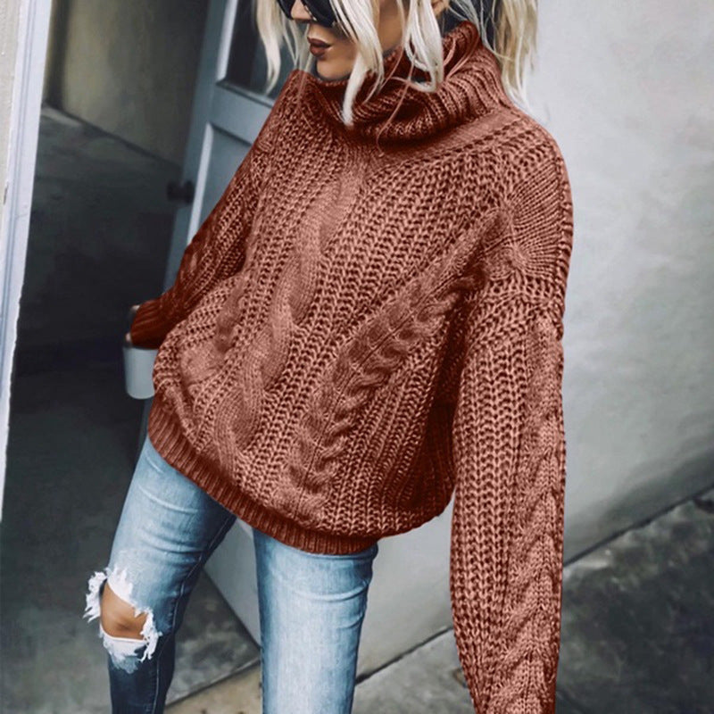R&B | Chunky Strickpullover mit Rollkragen Weich und Warm Kabelstrick