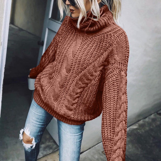 R&B | Chunky Strickpullover mit Rollkragen Weich und Warm Kabelstrick