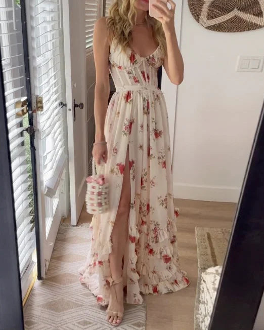 R&B | Blumen Fließendes Maxikleid