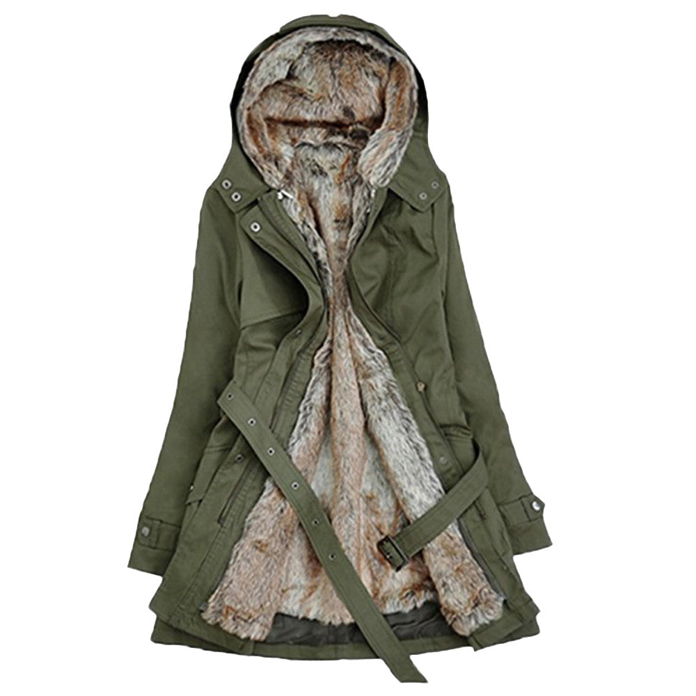R&B | Gefütterter Damen ParkA-mit Gürtel und Schicken Details
