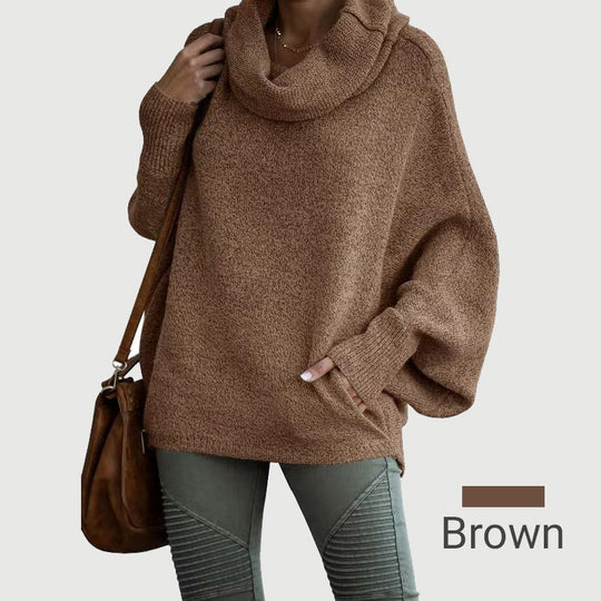 R&B | Gemütlicher Batwing-Pullover mit Wasserfallausschnitt und Taschen
