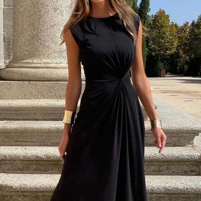 R&B | Elegantes Langkleid mit Langen Ärmeln, Revers und Unifarbenem V-Ausschnitt für Damen