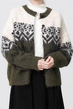R&B | Retro Nordic Weihnachten Schneeflocke Jacquard Strickjacke