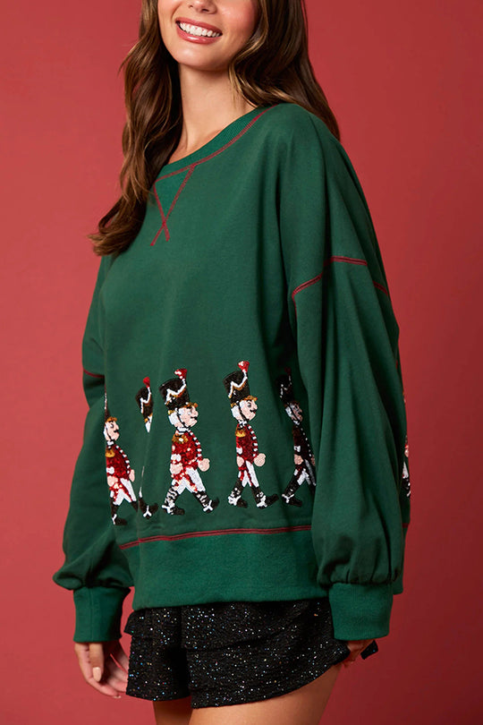R&B | Weihnachts Soldat Pailletten Langarm Freizeit Sweatshirt