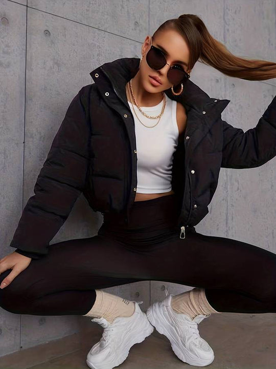 R&B | Cropped Puffer Winterjacke - Langarm
