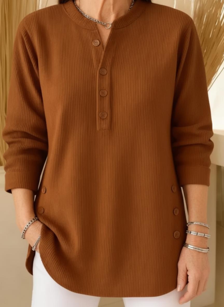 R&B | Bequemer Pullover mit Schickem Knopfdetail