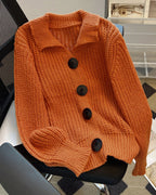 Strickjacke mit großen Knöpfen für Damen