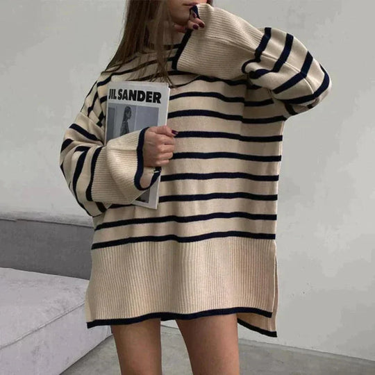 R&B | Strickpullover Oversized Fit Weicher Rollkragen Langer Ärmel Freizeit Design