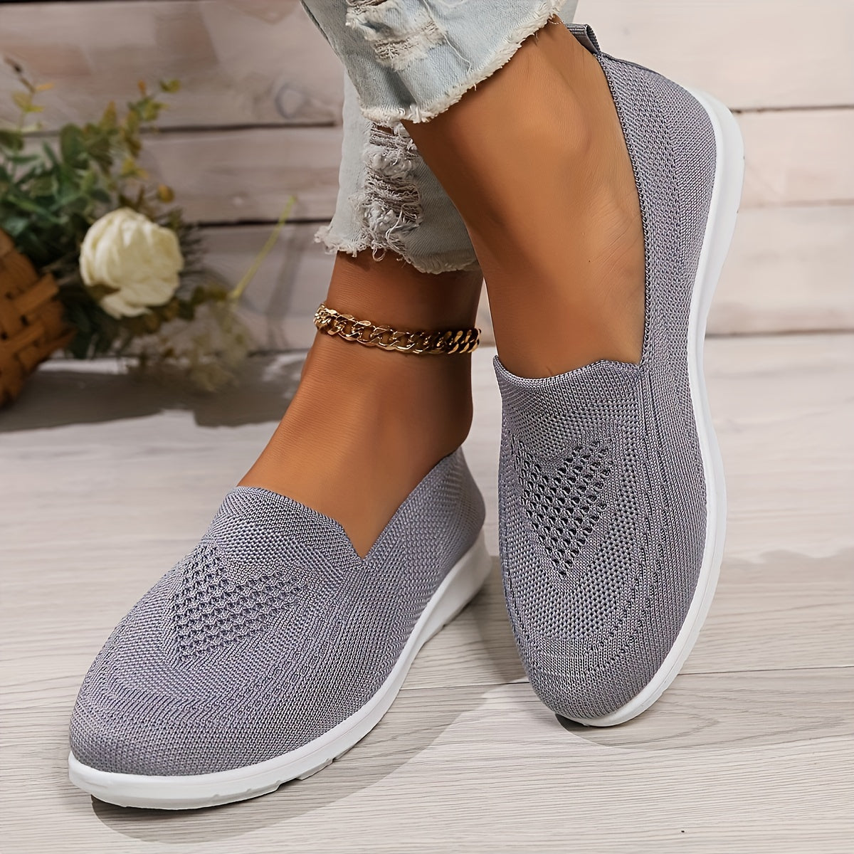 R&B | Einfarbige Gestrickte Sneaker Für Damen