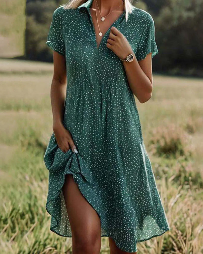 R&B | Lässiges Grünes Kleid mit Hemdkragen