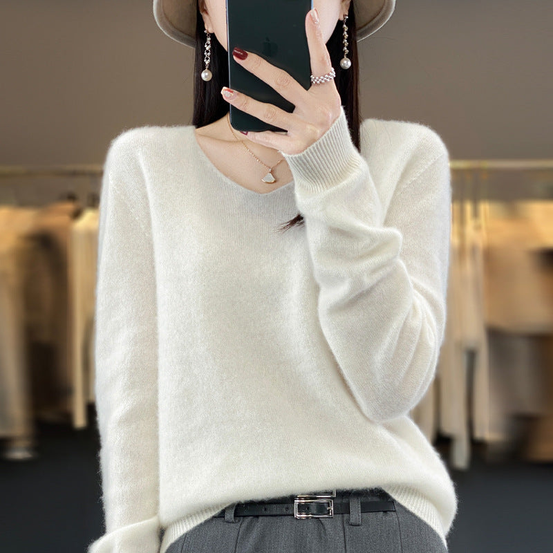 R&B | Lockerer Damenpullover mit V-Ausschnitt für Herbst und Winter