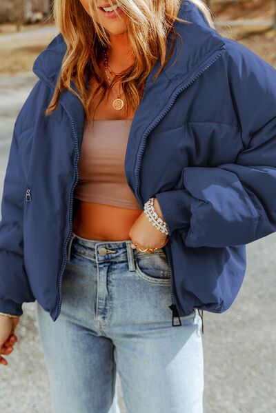 R&B | Reißverschluss Kragenmantel mit Taschen