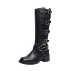 R&B | Frauen Sommer Gürtel Schnalle Chunky Absatz Martin Stiefel