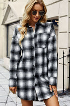 R&B | Karierte Kurze Hemdjacke mit abgerundetem Saum