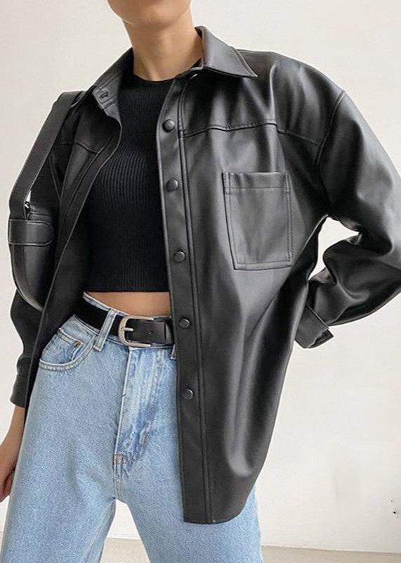 R&B | Kunstleder Button-Up Jacke