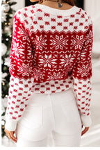 R&B | Weihnachtsmuster Gestrickter Rundhalsausschnitt Langarmpullover