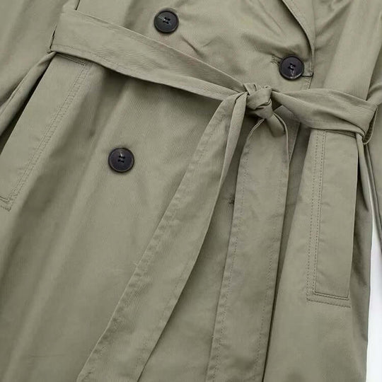 R&B | Eleganter doppelt gefütterter Damen-Trenchcoat mit Gürtel