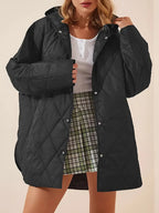 R&B | Puffer schwarze und beige Winterjacke für Damen - warm und oversized