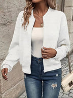 R&B | Cardigan - Damen Herbst Zip-Up Texturierter Cardigan mit Rippbund