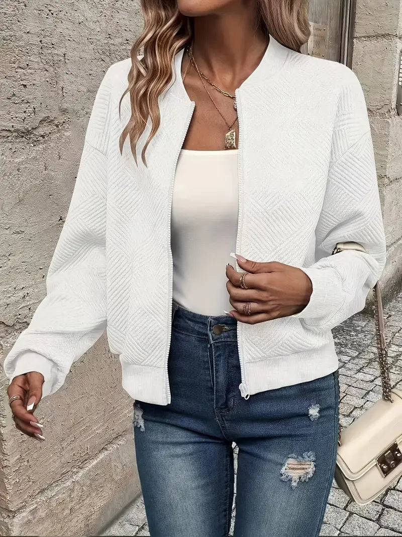 R&B | Cardigan - Damen Herbst Zip-Up Texturierter Cardigan mit Rippbund
