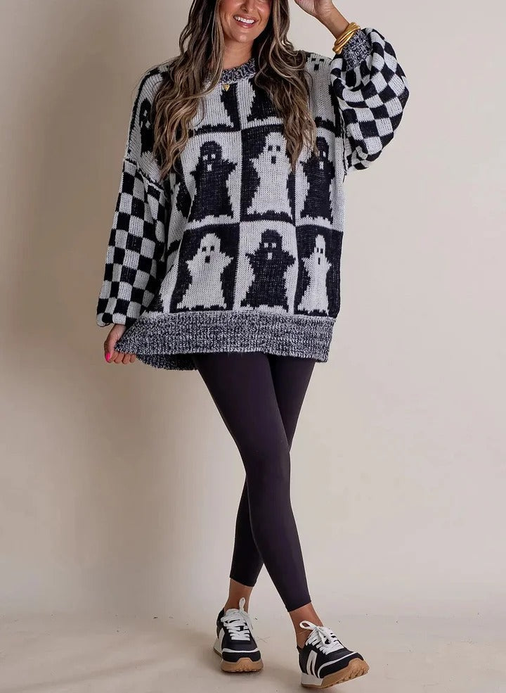 R&B | Karierter Strickpullover