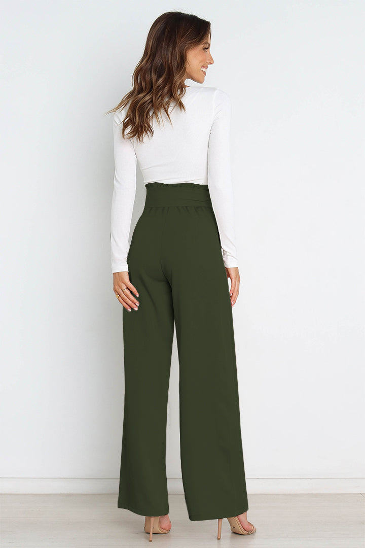 R&B | Hohe Taille Paperbag Hose mit Schleifendetail
