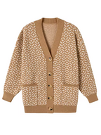 R&B | Strickcardigan mit geometrischem Muster und Knopfleiste