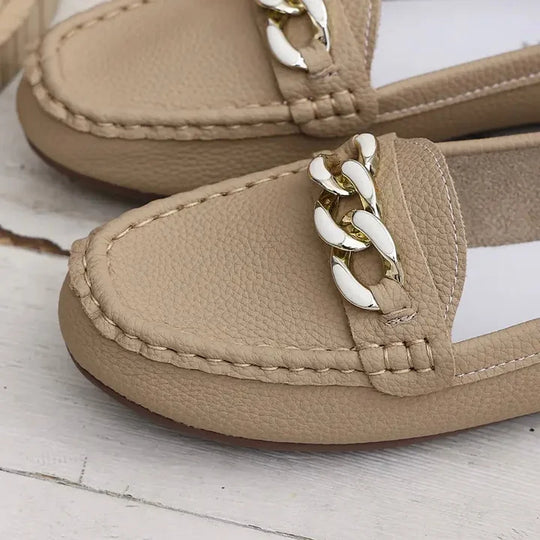 Slipper aus Leder mit klobigen Kettendetails R&B R&B
