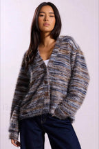 R&B | Gemütlicher Vintage Gestreifter Cardigan mit V-Ausschnitt