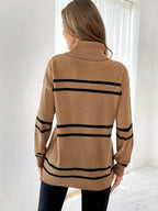 R&B | Gestreifter Rollkragenpullover