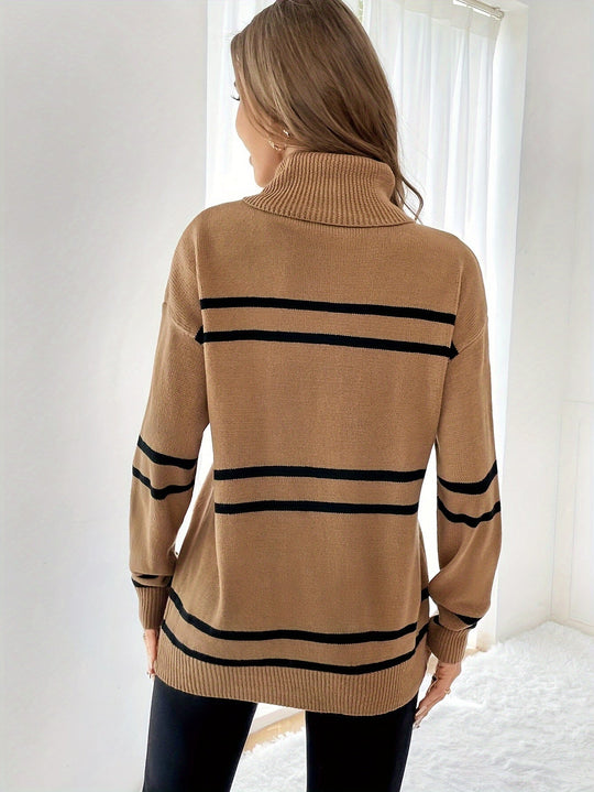 R&B | Gestreifter Rollkragenpullover