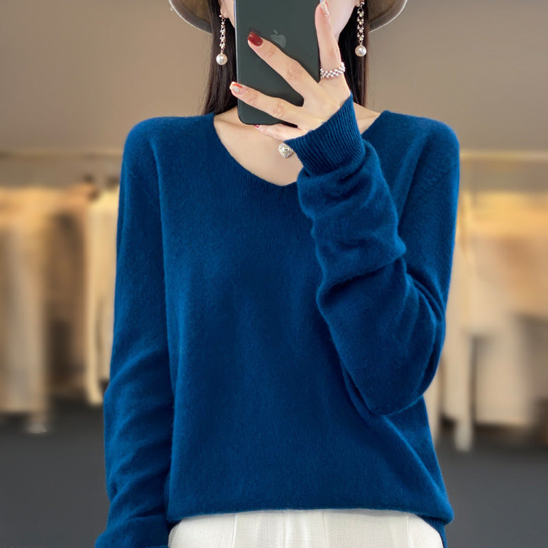 R&B | Lockerer Damenpullover mit V-Ausschnitt für Herbst und Winter