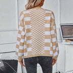 R&B | Karierter Strick Strickjacke