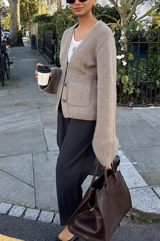 R&B | doppelter Taschen Strickjacke