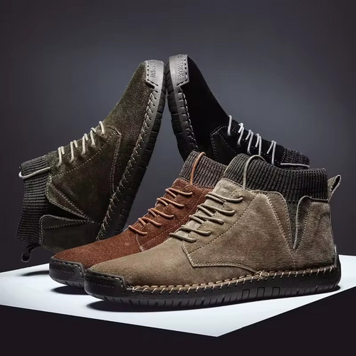 Retro-Wildlederschuhe mit Ripp- und Stichmuster R&B R&B
