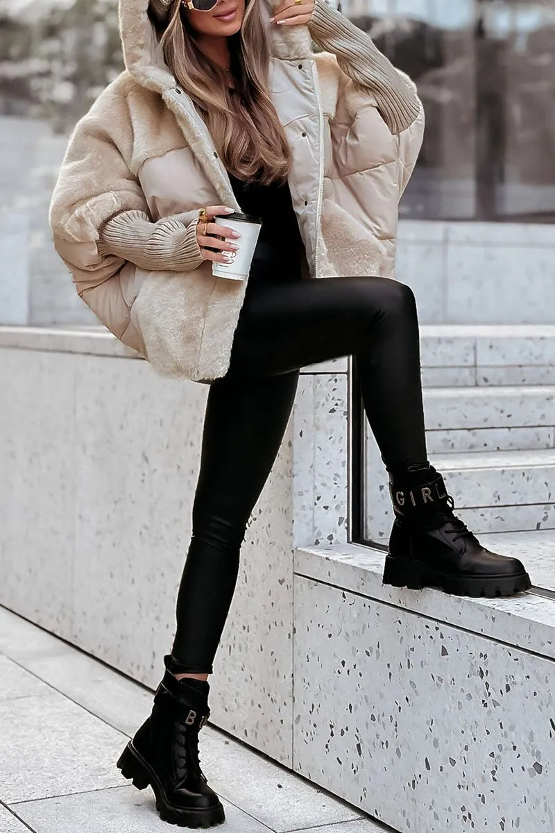 R&B | Winterjacke mit Kapuze - Modische Teddy-Steppjacke für Outdoor und Alltag