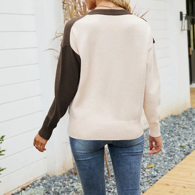 R&B | Strickbluse mit Farbblock Acryl Modern und Komfortabel