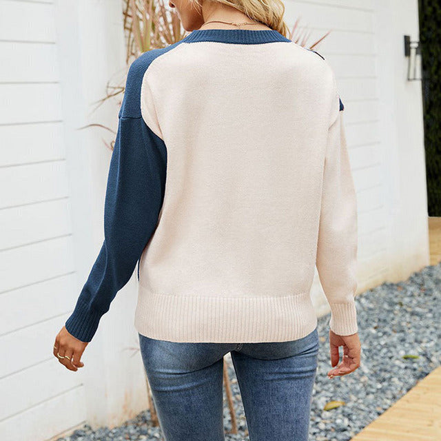 R&B | Strickbluse mit Farbblock Acryl Modern und Komfortabel